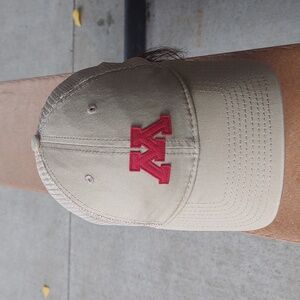 Vtg Minnesota Golden Gophers Embroidered Snapback Beige Maroon Hat Cap